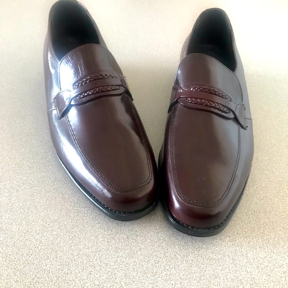 Florsheim Men's Burgundy Brown Leather Slip-On Oxfords